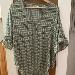 Multi color blouse looks great with jeans or khakis or a nice skirt.